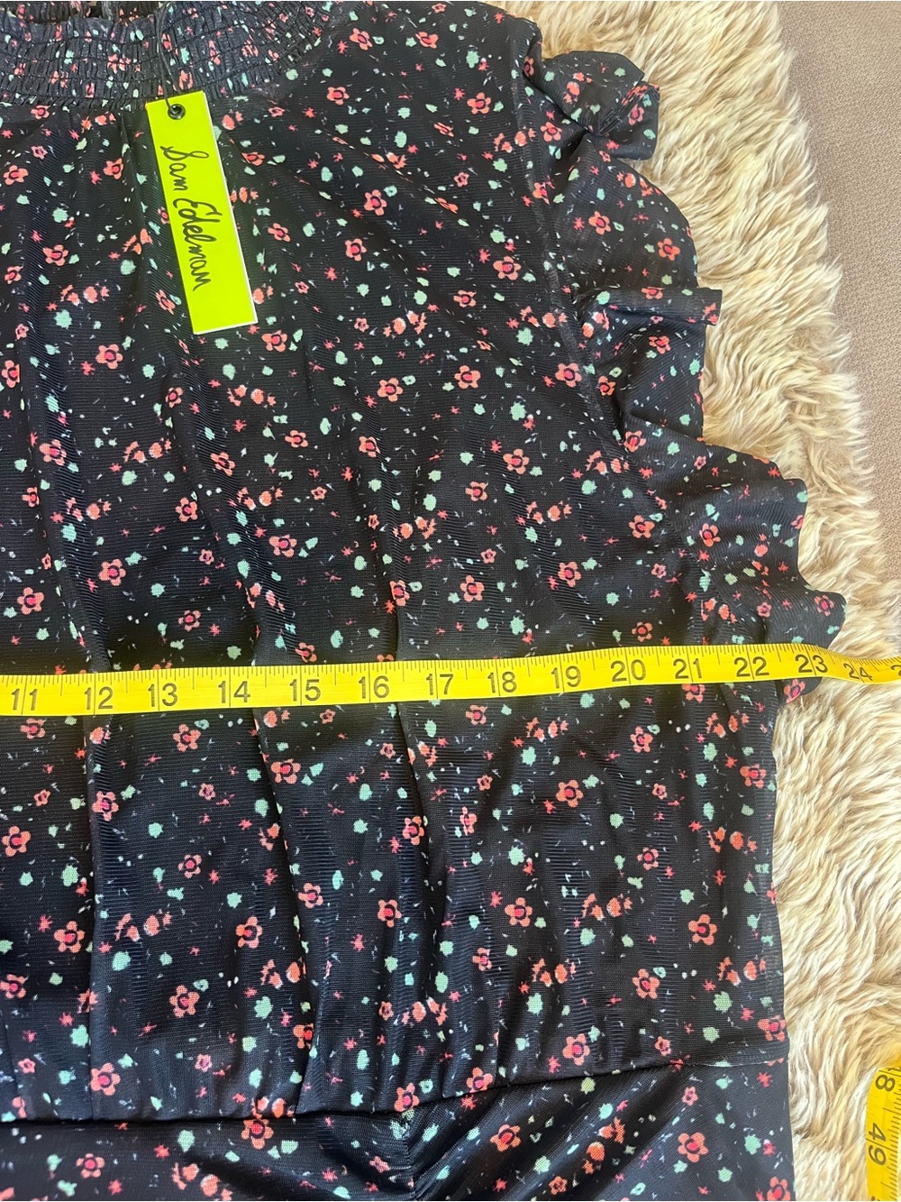 Sam Edelman Black Floral Midi Dress with Ruffle Sleeves 2X NWT - Picture 4 of 5
